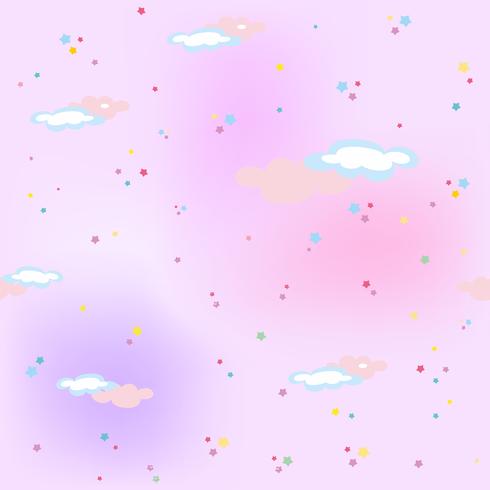 Pink sky with stars and clouds.Magic. Seamless pattern. Vector. vector