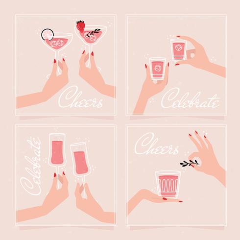 Feminine Celebration Cards vector