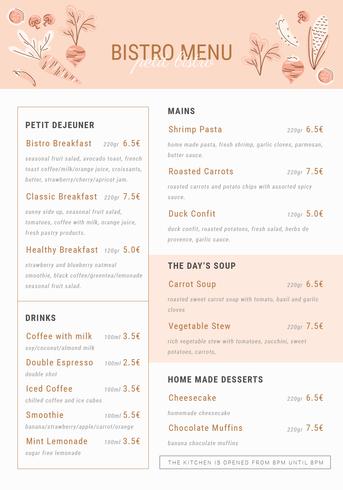 One Page Menu Template vector