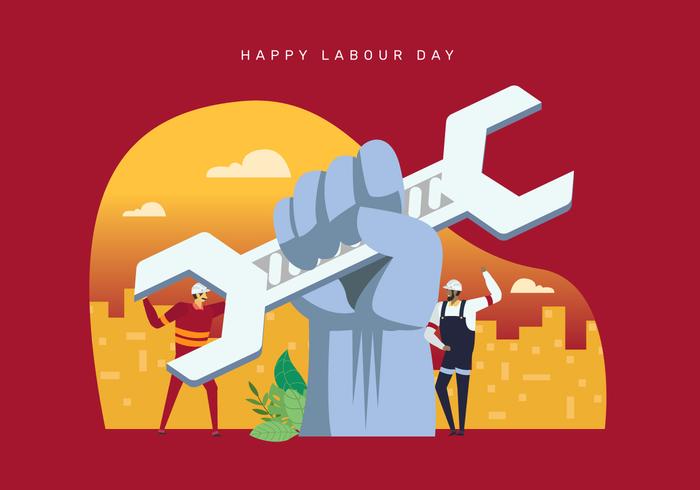 Hands Up Labour Day Concept Illustration Background vector