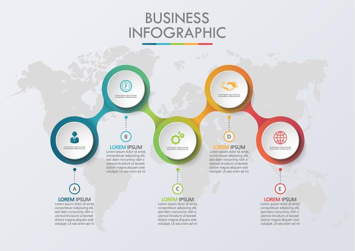 Visualización de datos empresariales. Iconos de infografía de línea de tiempo diseñados para la plantilla de fondo abstracto vector