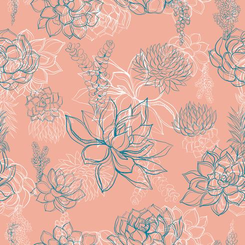 Seamless patterns. Succulents. Graphics Vector illustration.
