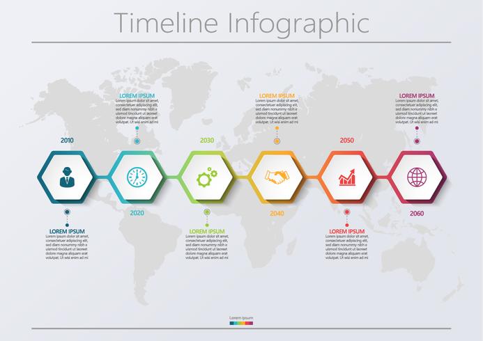 Visualización de datos empresariales. Iconos de infografía timeline diseñados para la plantilla de fondo abstracto. vector