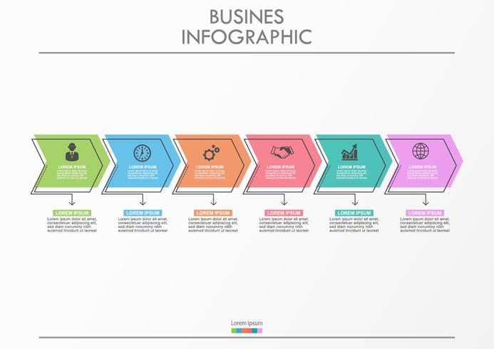 Iconos de infografía de línea de tiempo de visualización de datos de negocios diseñados para la plantilla de fondo abstracto. vector