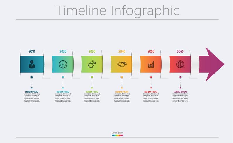 Iconos de infografía de línea de tiempo de visualización de datos de negocios diseñados para la plantilla de fondo abstracto. vector