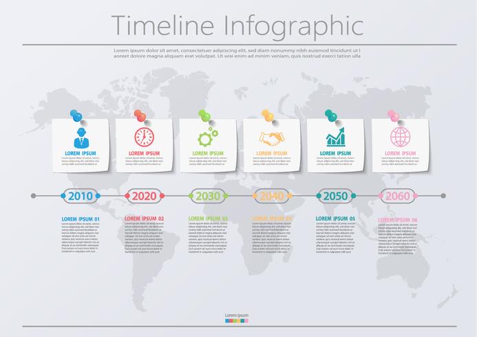 Business data visualization.pin timeline iconos infográficos diseñados para la plantilla de fondo abstracto. vector