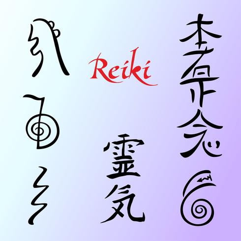 La Energía Reiki. Simbolos Medicina alternativa. Vector