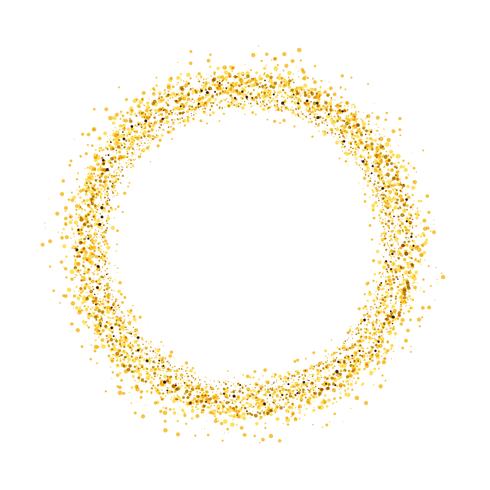 Circle of gold glitter with small particles.  abstract background with golden sparkles on white background. vector