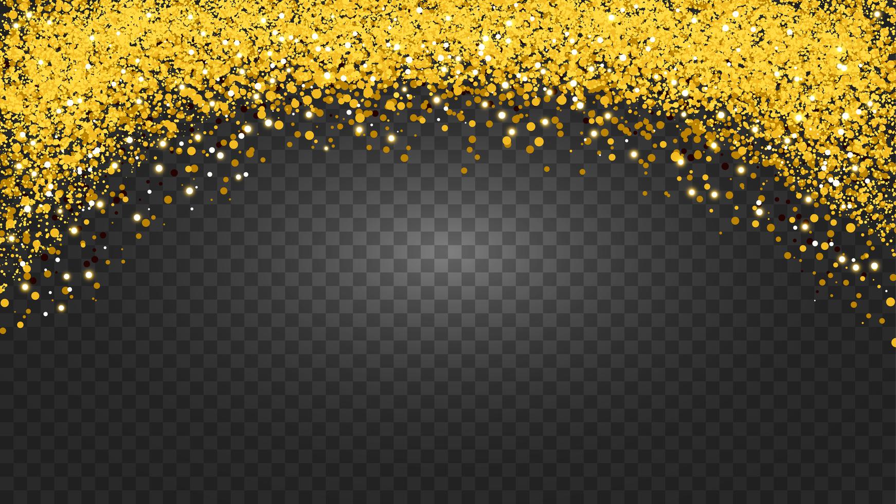 Circle of gold glitter with small particles. abstract background with golden sparkles on