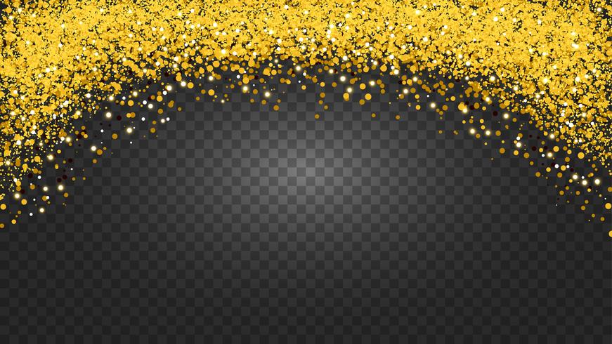Circle of gold glitter with small particles.  abstract background with golden sparkles on transparent background. vector