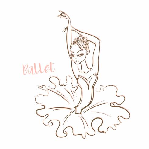 Girl ballerina. Ballet. Logotype. Dancer. Vector illustration.