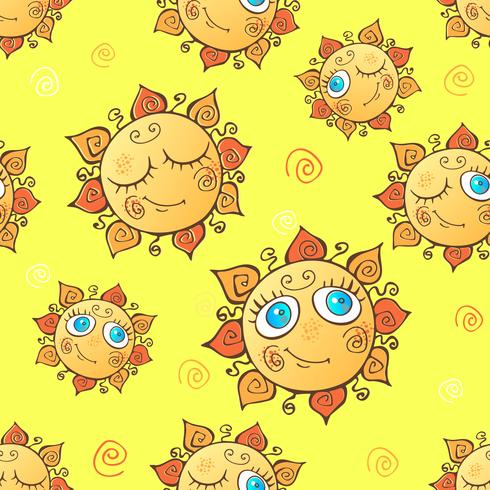 Cheerful children's seamless pattern with suns. vector. vector