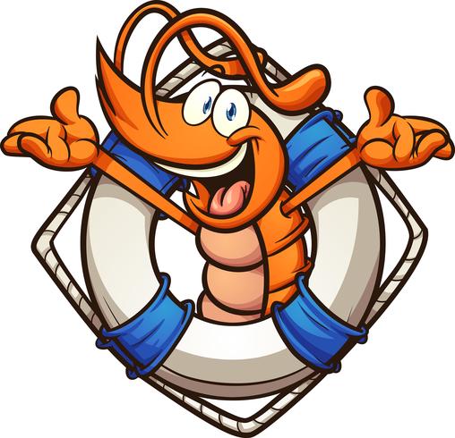 Cartoon Lifesaver Shrimp vector