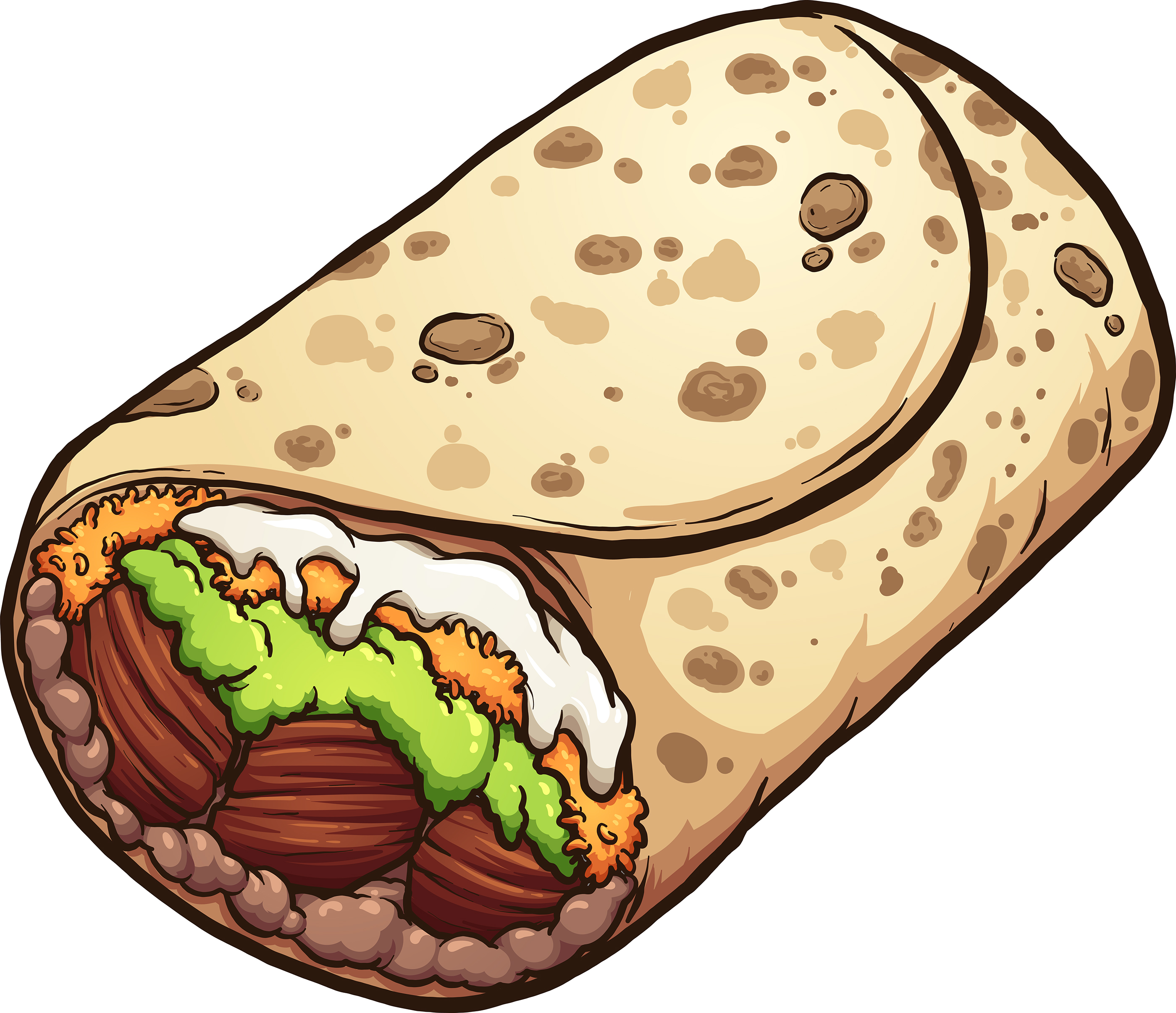Cartoon burrito Mexican food clip art. 