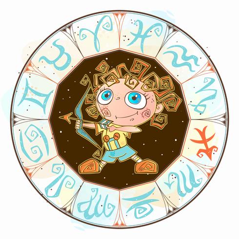 Zodiac for kids. Sagittarius. Cute style. Vector. vector