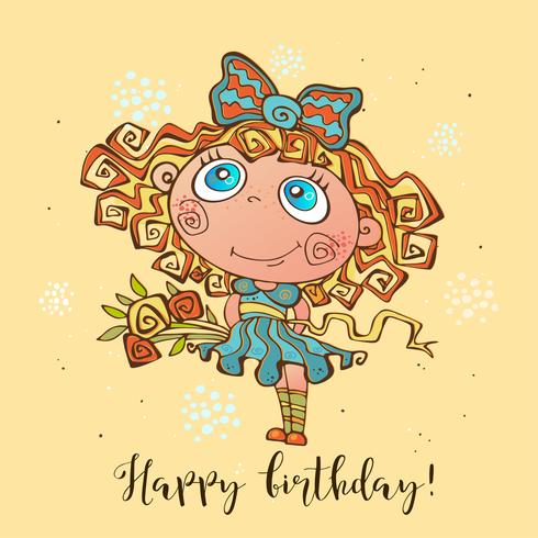 Happy birthday. Birthday card for girls on the occasion. Vector