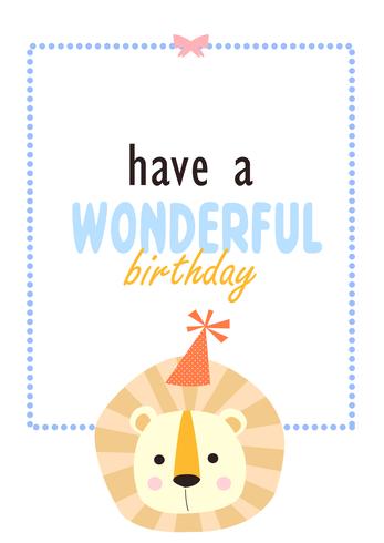 Cute birthday card Lion vector