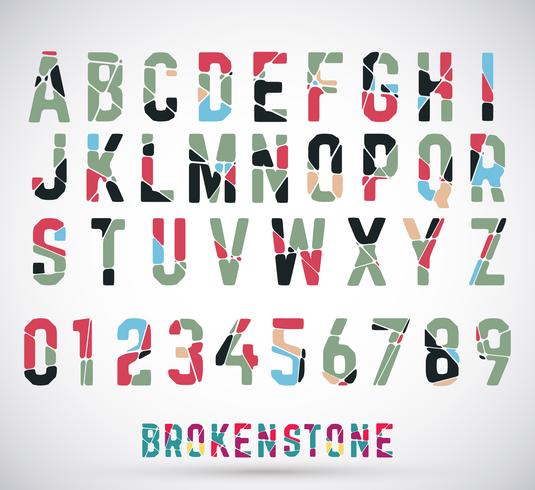 Alphabet broken font vector