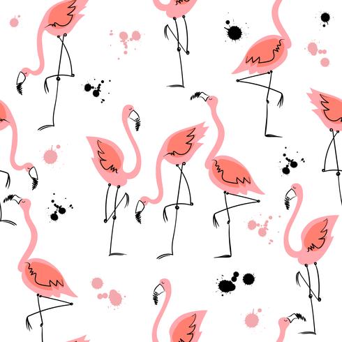 Seamless pattern with flamingos. Summer motifs. Vector. vector