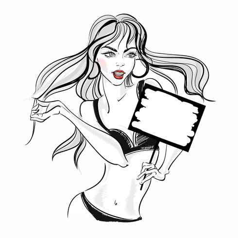 Girl model in swimsuit. Graphics. Fashion and beauty industry. Vector. vector