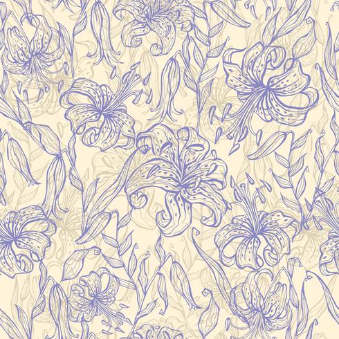 Seamless pattern with Tiger lilies. Vector illustration