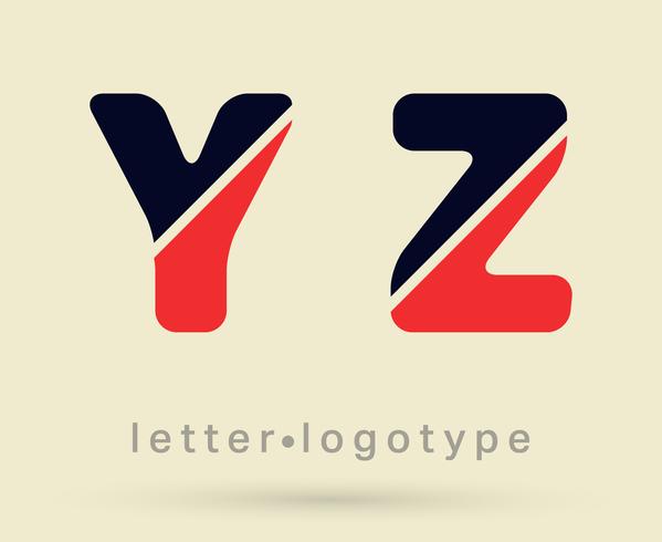 Alphabet font template. Set of letters Y, Z vector