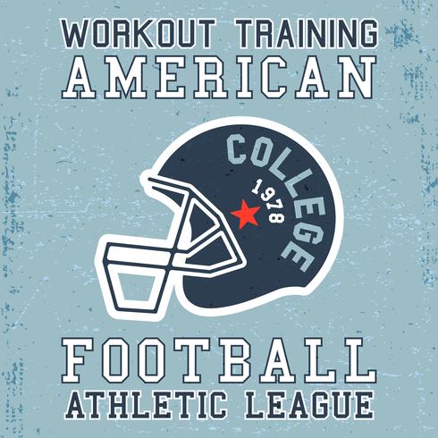 T-shirt print design. American football helmet vintage poster vector