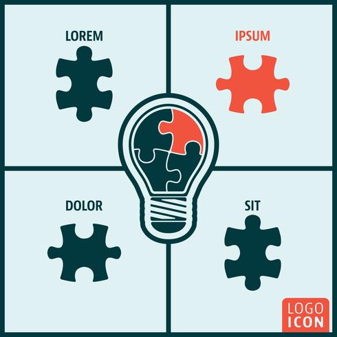 Bulb puzzle icon isolated vector