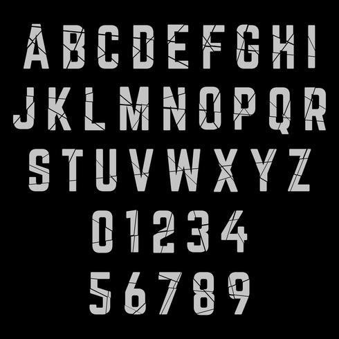 Alphabet broken font vector