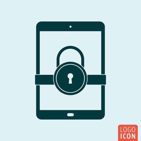 Tablet lock icon vector