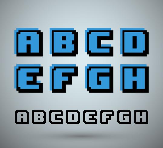 Pixel font alphabet vector