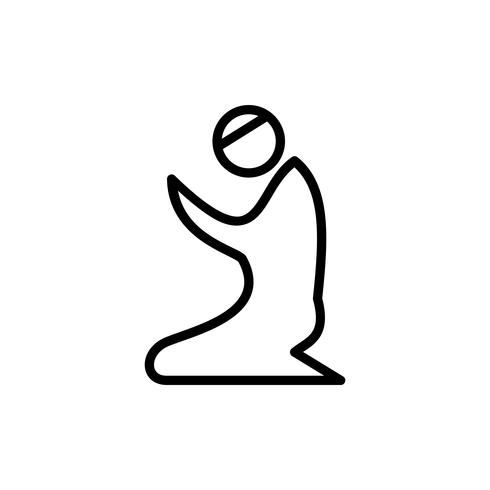 Muslim prayer outline icon. Ramadan kareem vector