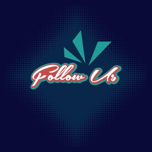 Follow us text modern design template. Shade of blue and red colors. vector