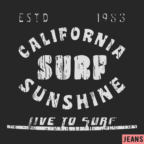 Sello vintage de surf de California vector