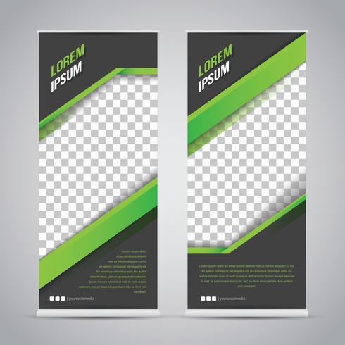 Plantilla de Banner Roll Up verde verde Mock Up vector