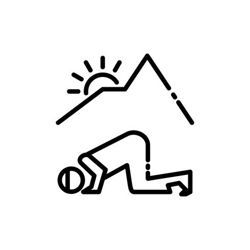 Dhuha prayer outline icon. Ramadan kareem vector