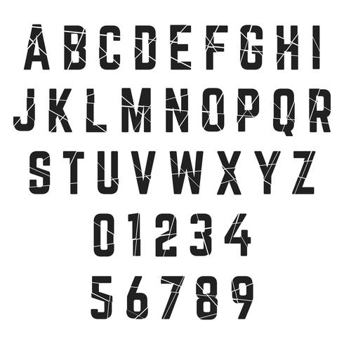 Alphabet broken font template vector