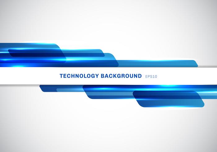 Abstract header blue shiny geometric shapes overlapping moving technology futuristic style presentation on white background with copy space. vector