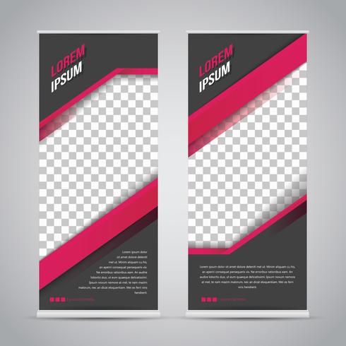 Rosa Negro Roll Up Banner Plantilla Mock Up vector