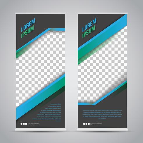 Blue Black Roll Up Banner Template Mock Up vector