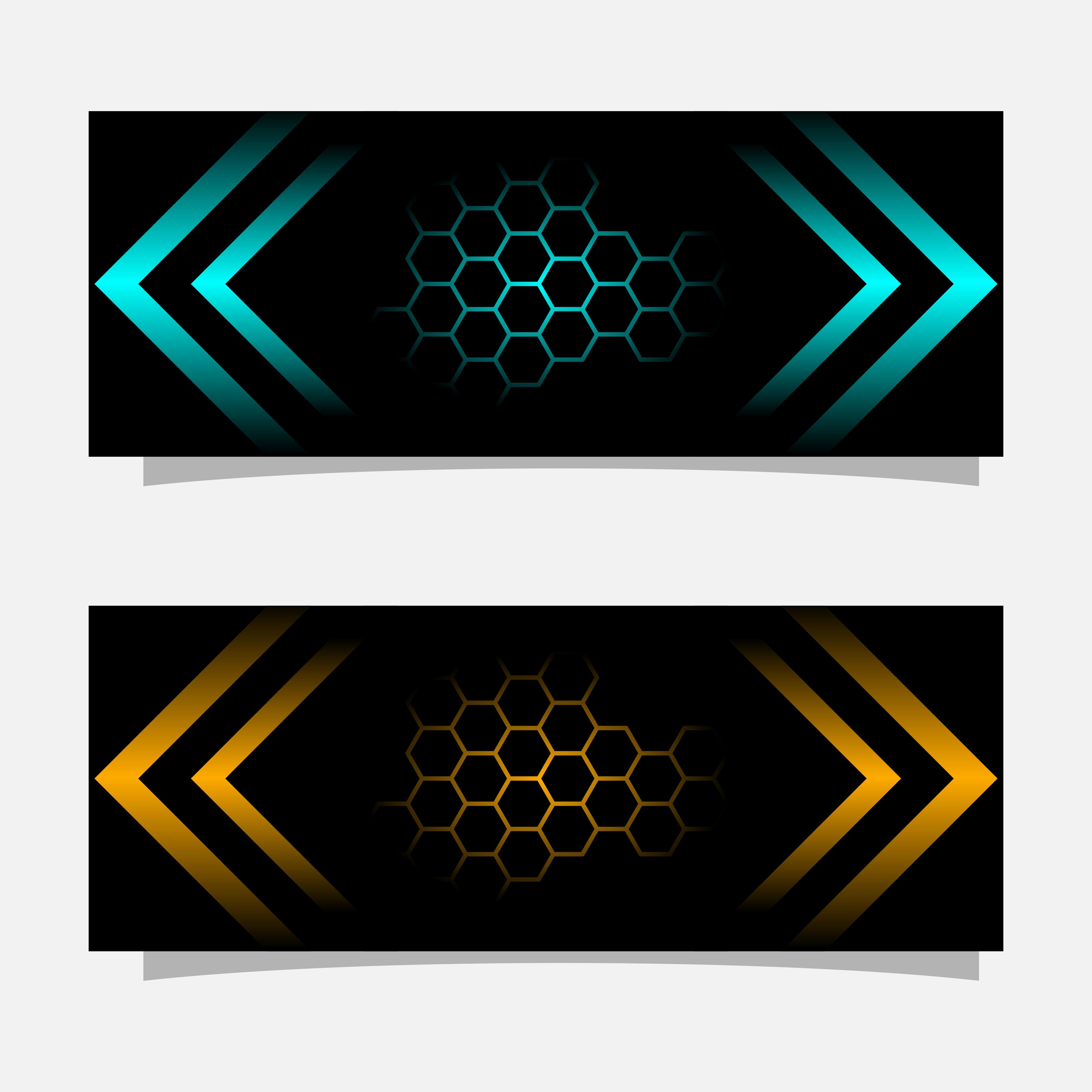 Abstract black banner modern concept design. Glossy gold and blue color