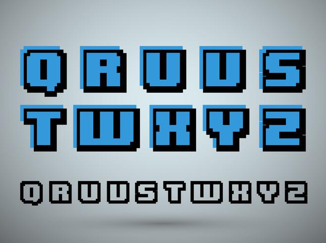 Pixel font alphabet vector
