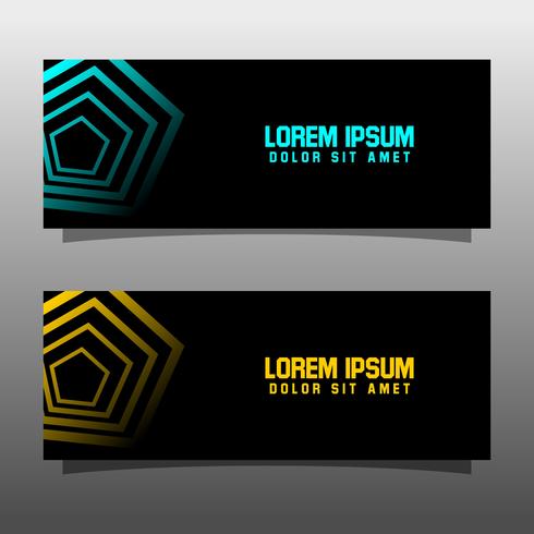 Abstract black banner technology concept design. Glossy gold and blue color vector