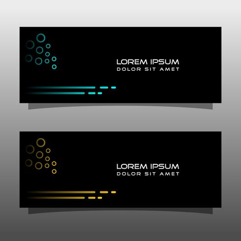 Diseño de concepto negro abstracto de la tecnología de la bandera. Oro brillante y color azul. vector