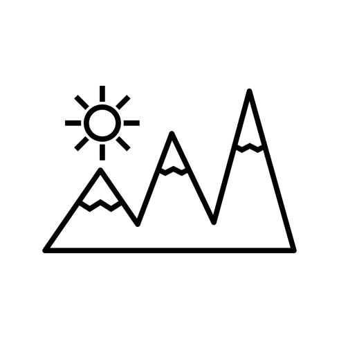 Icono de línea de montaña negro vector