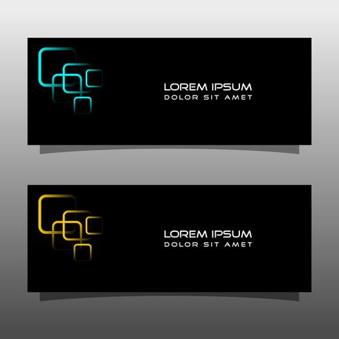 Abstract black banner technology concept design. Glossy gold and blue color vector