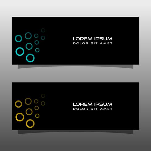 Abstract black banner technology concept design. Glossy gold and blue color vector