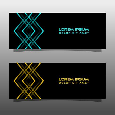 Abstract black banner technology concept design. Glossy gold and blue color vector