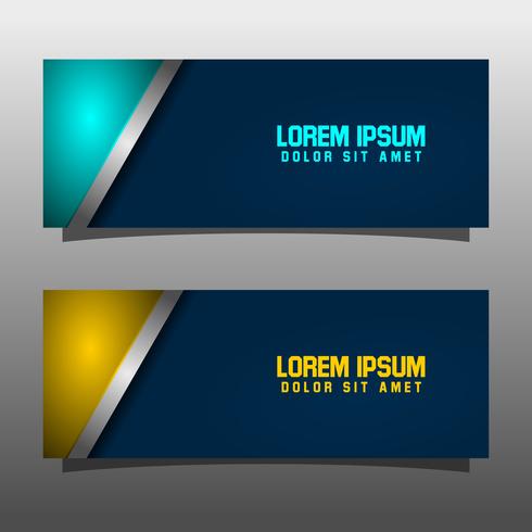 Abstract blue banner technology concept design. Glossy gold and blue color vector