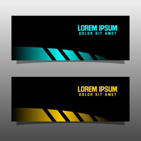 Abstract black banner technology concept design. Glossy gold and blue color vector